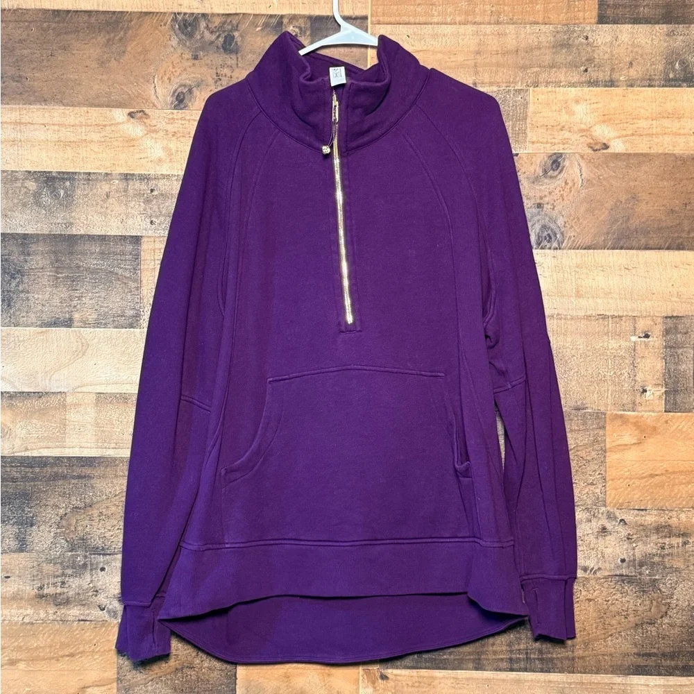 Lululemon Athletica Women's Purple Scuba Funnel Neck 1/4 Zip Sweater XL/XXL - Picture 1 of 4